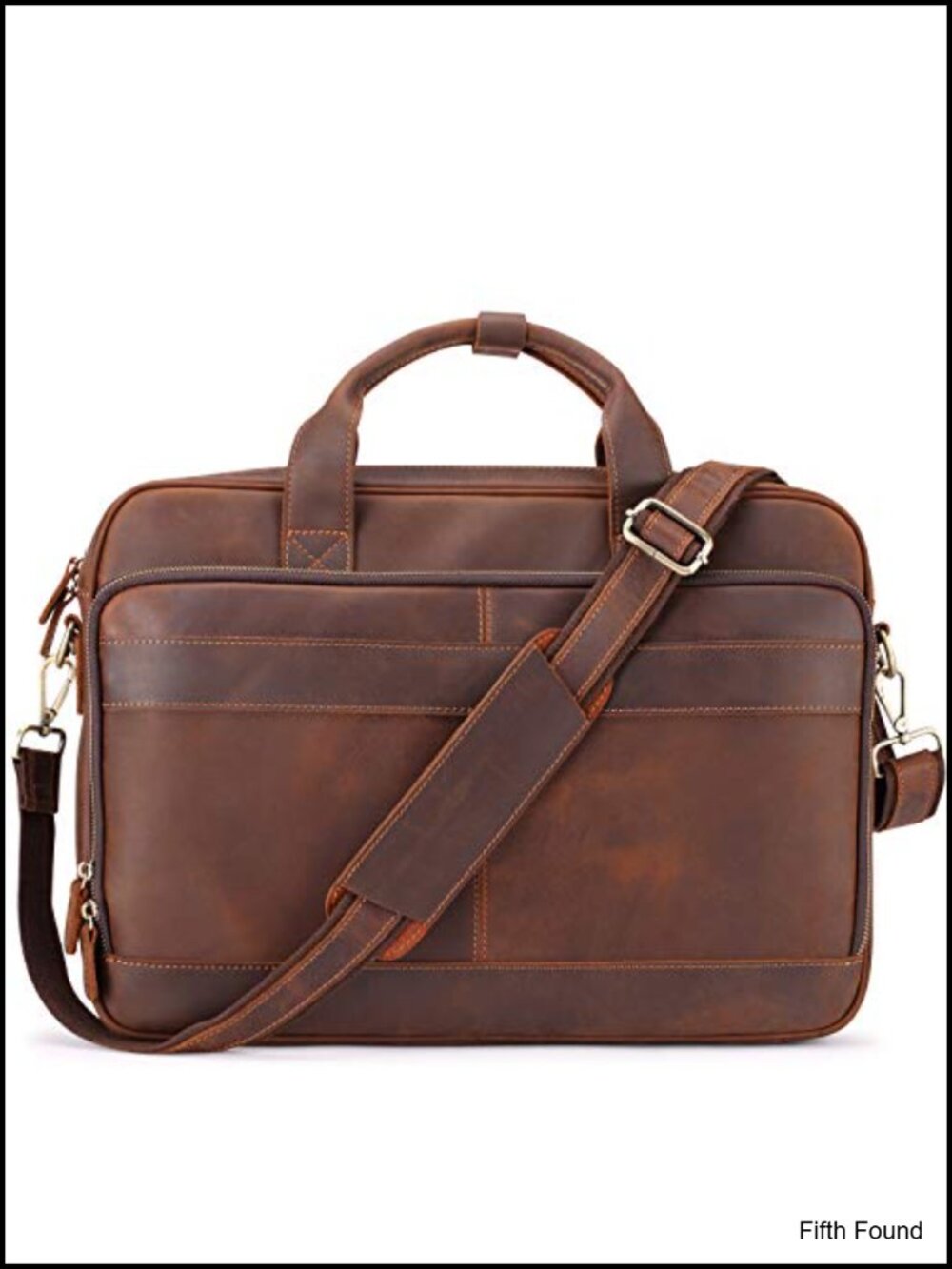 Full Grain Leather Briefcase Laptop Bag 15.6 Inch Messenger